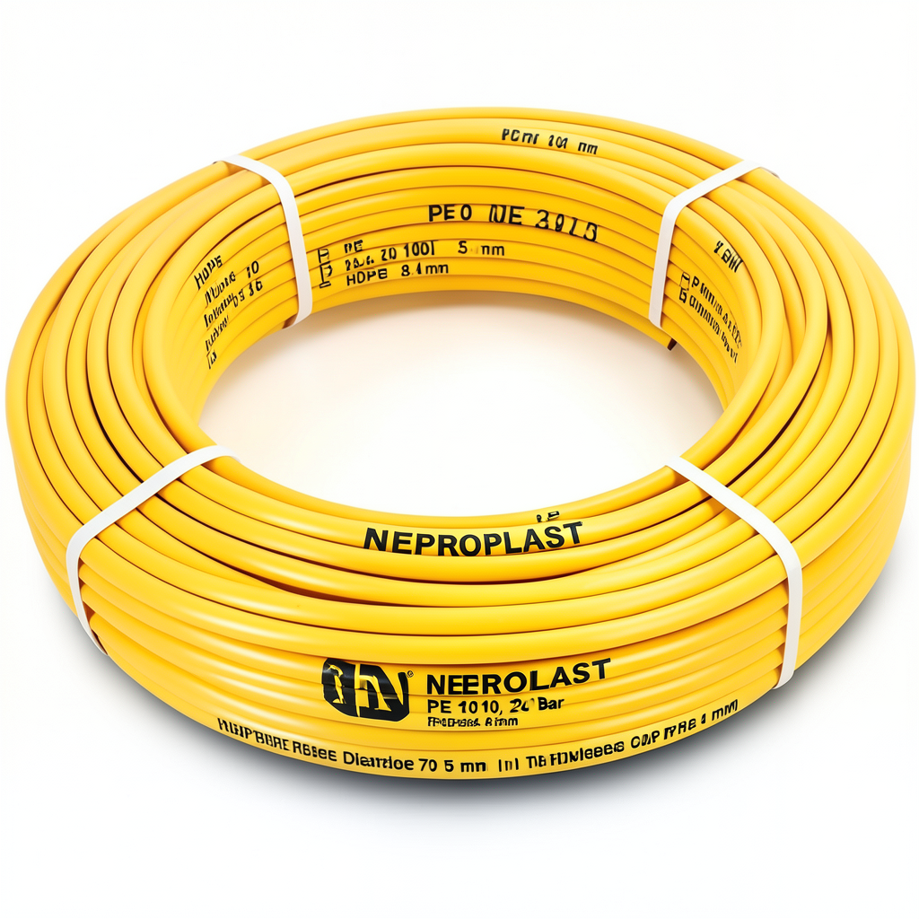 أنابيب HDPE PE 100 ضغط 20 بار قطر خارجي 75 مم سمك 8.4 مم لون أصفر | نيبروبلاست