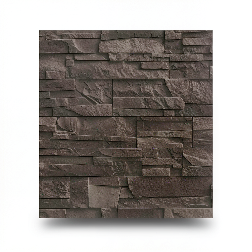 Stone Wallpaper 10m x 0.53m Dark Brown, Model 475012