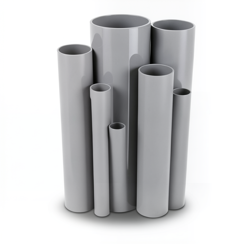 مواسير UPVC جدول 80 مقاس 4 إنش سمك 8.6 مم لون رمادي