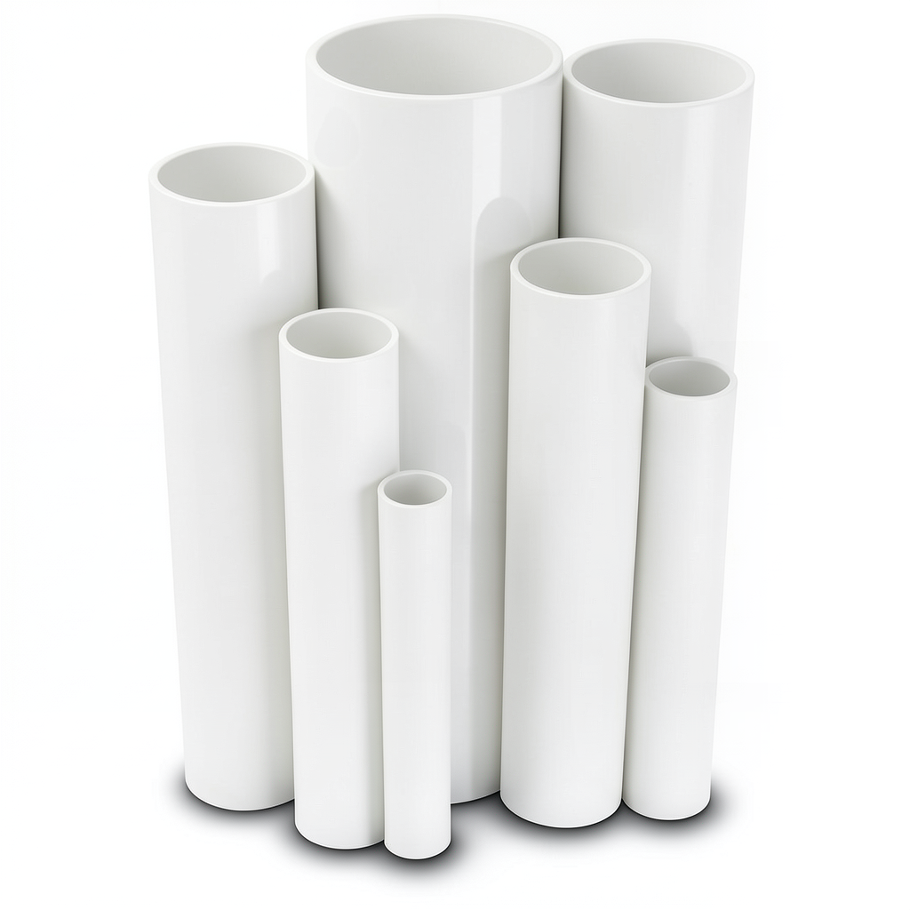 مواسير UPVC جدول 40 مقاس 8 إنش سمك 8.2 مم لون أبيض
