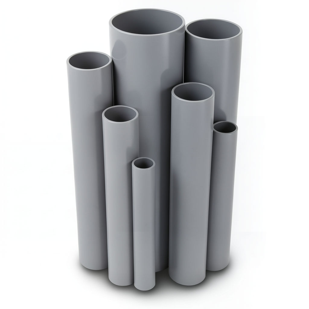 مواسير UPVC جدول 40 مقاس 8 إنش سمك 8.2 مم لون رمادي