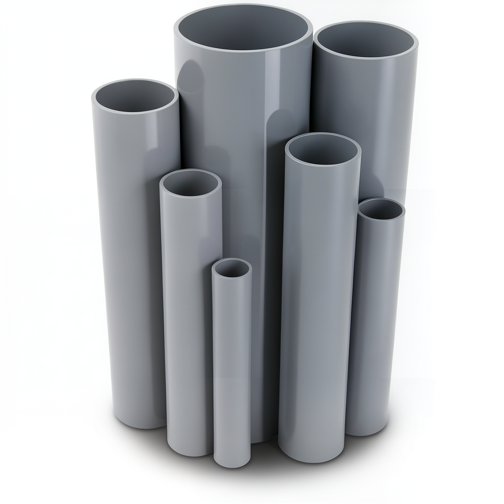 مواسير UPVC جدول 40 مقاس 4 إنش سمك 6 مم لون رمادي