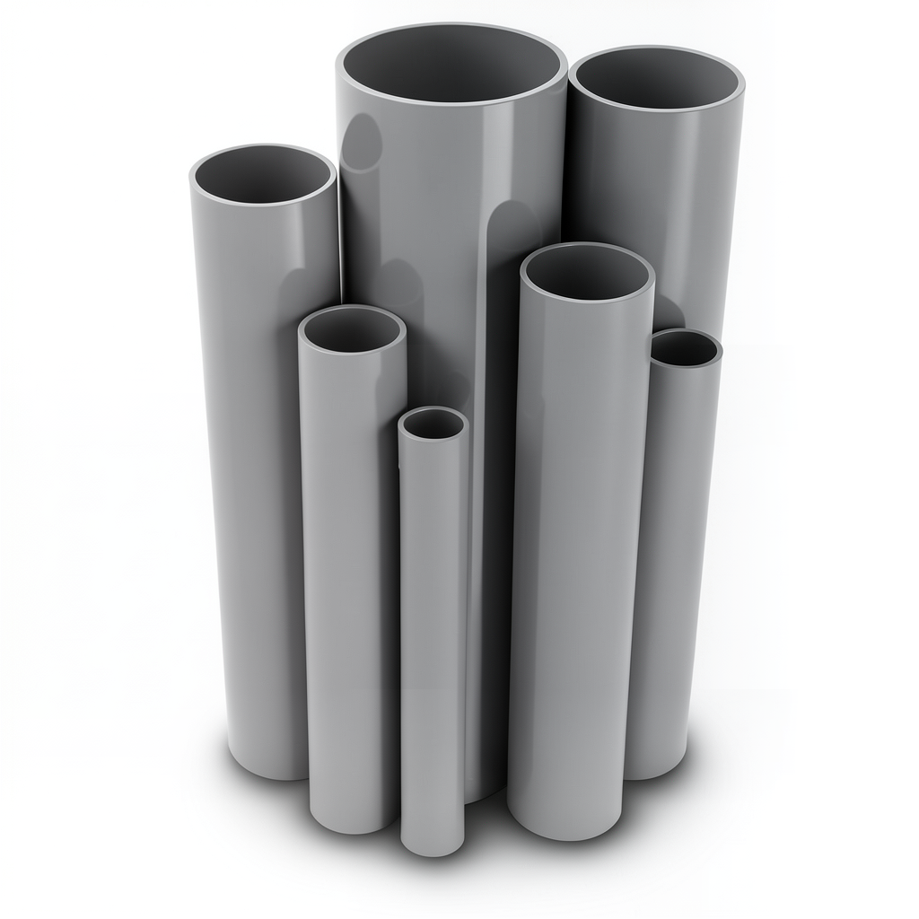 مواسير UPVC جدول 40 مقاس 8 إنش سمك 8.2 مم لون رمادي
