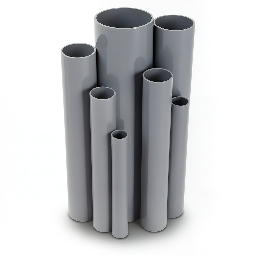 UPVC Pipes Schedule 40 Size 8 inch Thickness 8.2 mm Gray