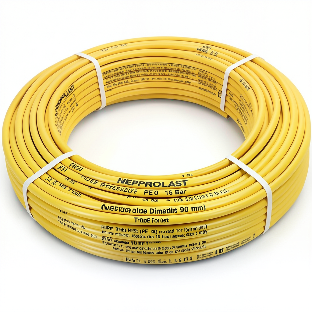 أنابيب HDPE PE 80 ضغط 16 بار قطر خارجي 90 مم سمك 10.1 مم لون أصفر | نيبروبلاست