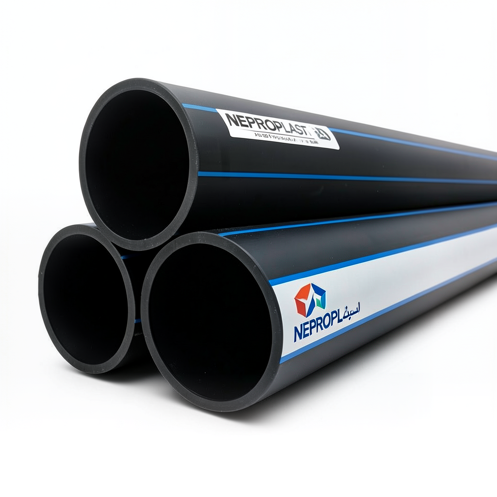 مواسير HDPE بولي ايثيلين عالي الكثافة PE 80 ضغط 16 بار قطر 355 مم سمك 39.7 مم لون أسود | نيبروبلاست