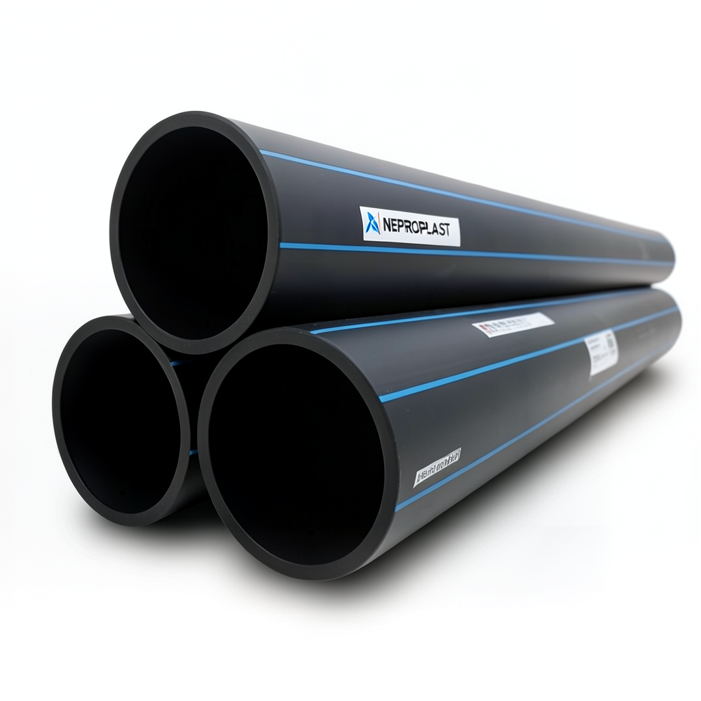 HDPE Pipes PE 80 Pressure 16 Bar Diameter 500 mm Thickness 55.8 mm Black | NEPROPLAST