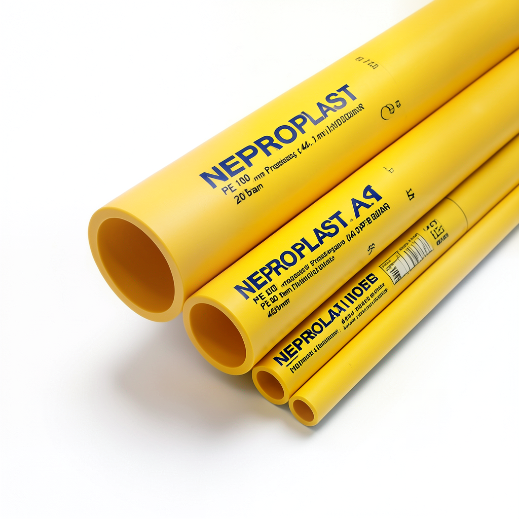 HDPE Pipes PE 100 20 Bar Pressure 400 mm Diameter 44.7 mm Thickness Yellow | NEPROPLAST