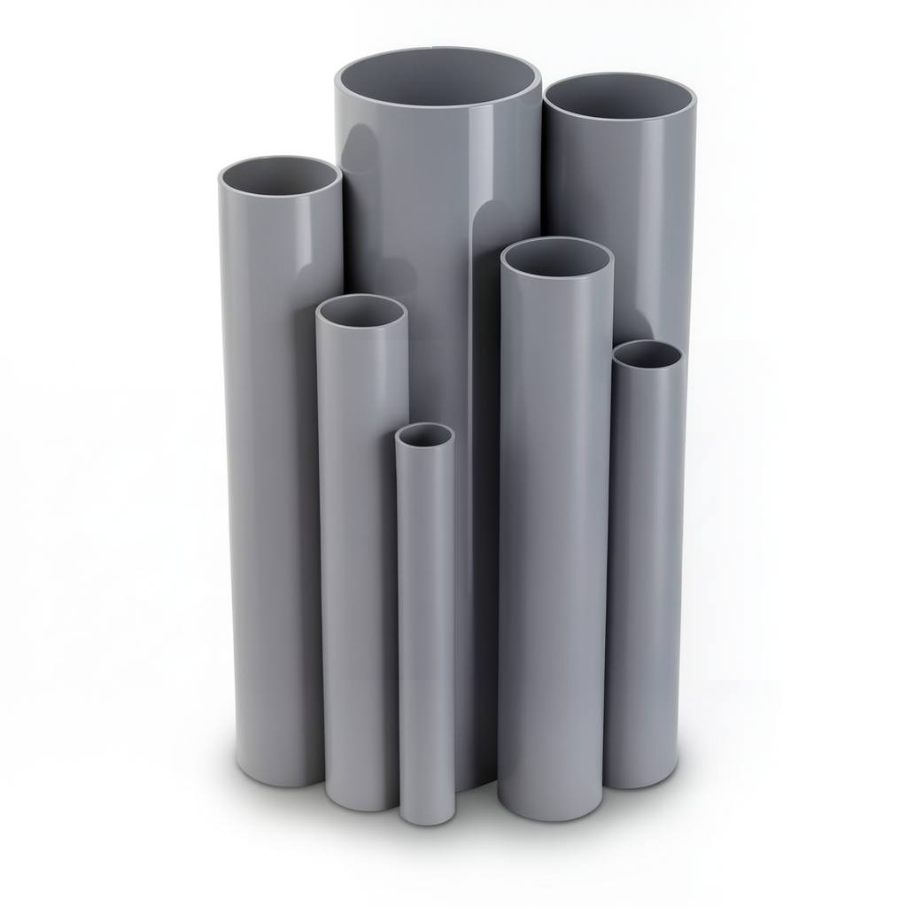 مواسير UPVC ضغط 21.7 بار مقاس ¼ 1 إنش سمك 3.12 مم لون رمادي
