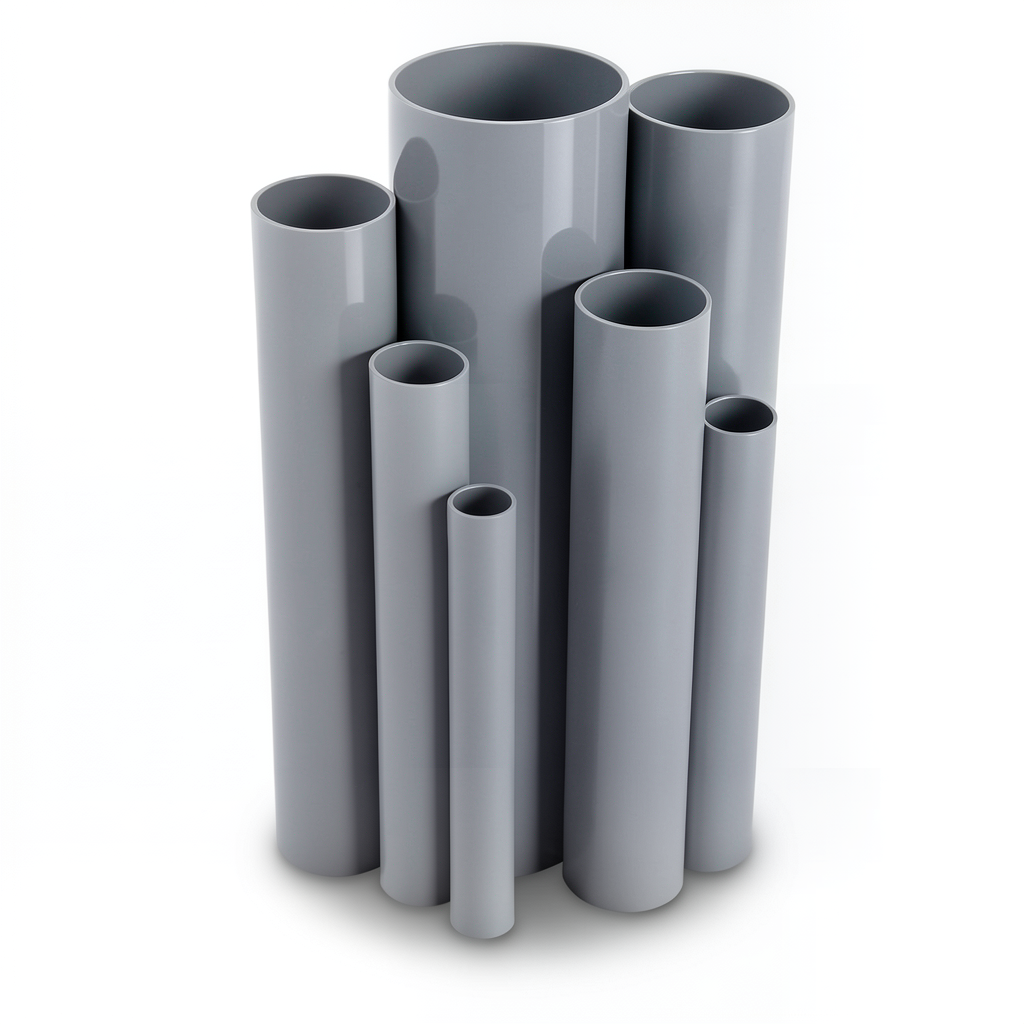 مواسير UPVC جدول 80 مقاس 8 إنش سمك 12.7 مم لون رمادي