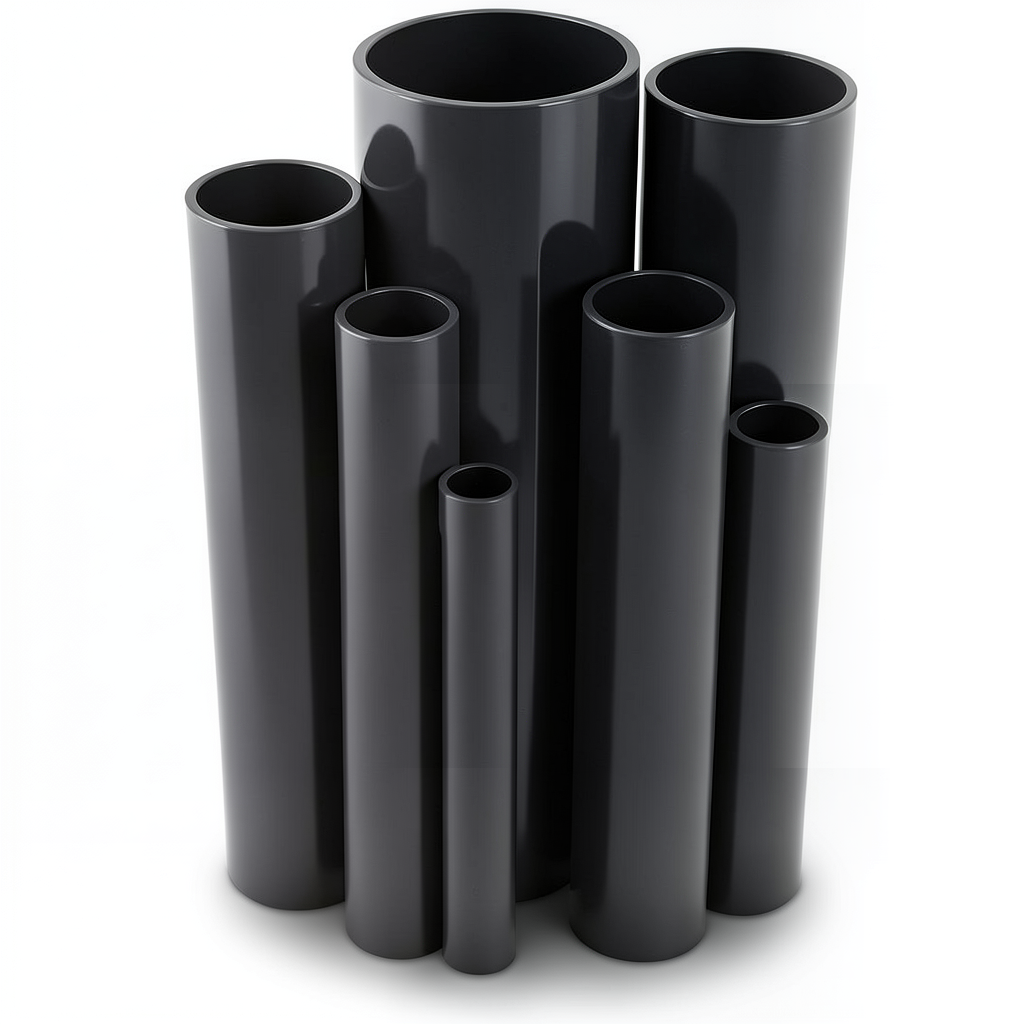 مواسير UPVC جدول 80 مقاس 8 إنش سمك 12.7 مم لون اسود
