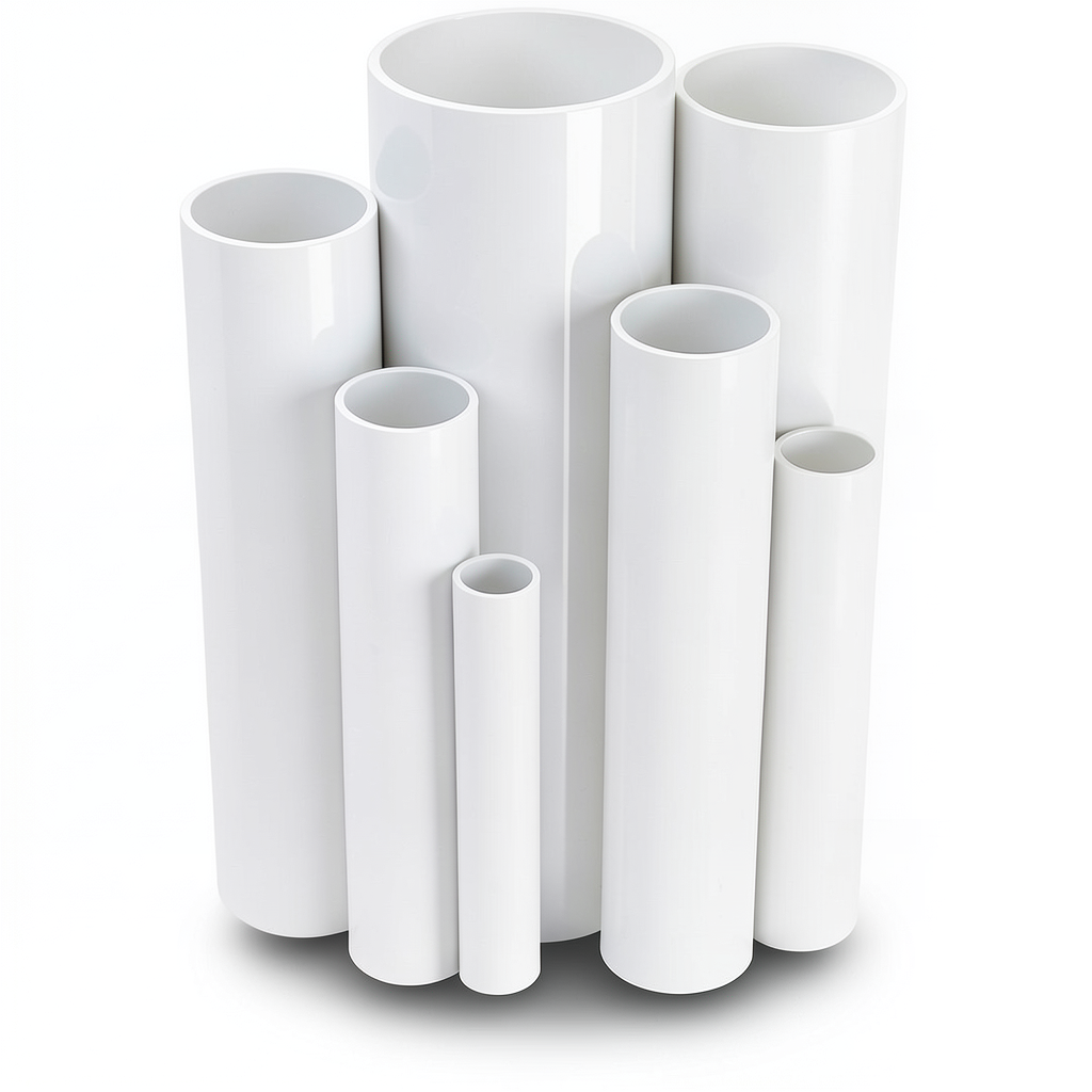 مواسير UPVC ضغط اسمي 8.6 بار مقاس ¼ 1 إنش سمك 1.52 مم لون أبيض
