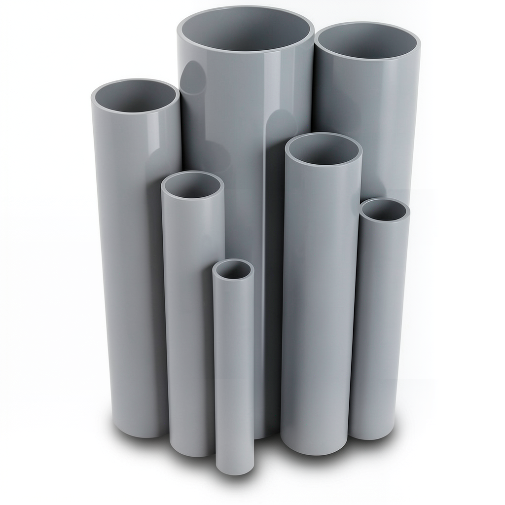 مواسير UPVC ضغط اسمي 21.7 بار مقاس 1 إنش سمك 2.46 مم لون رمادي