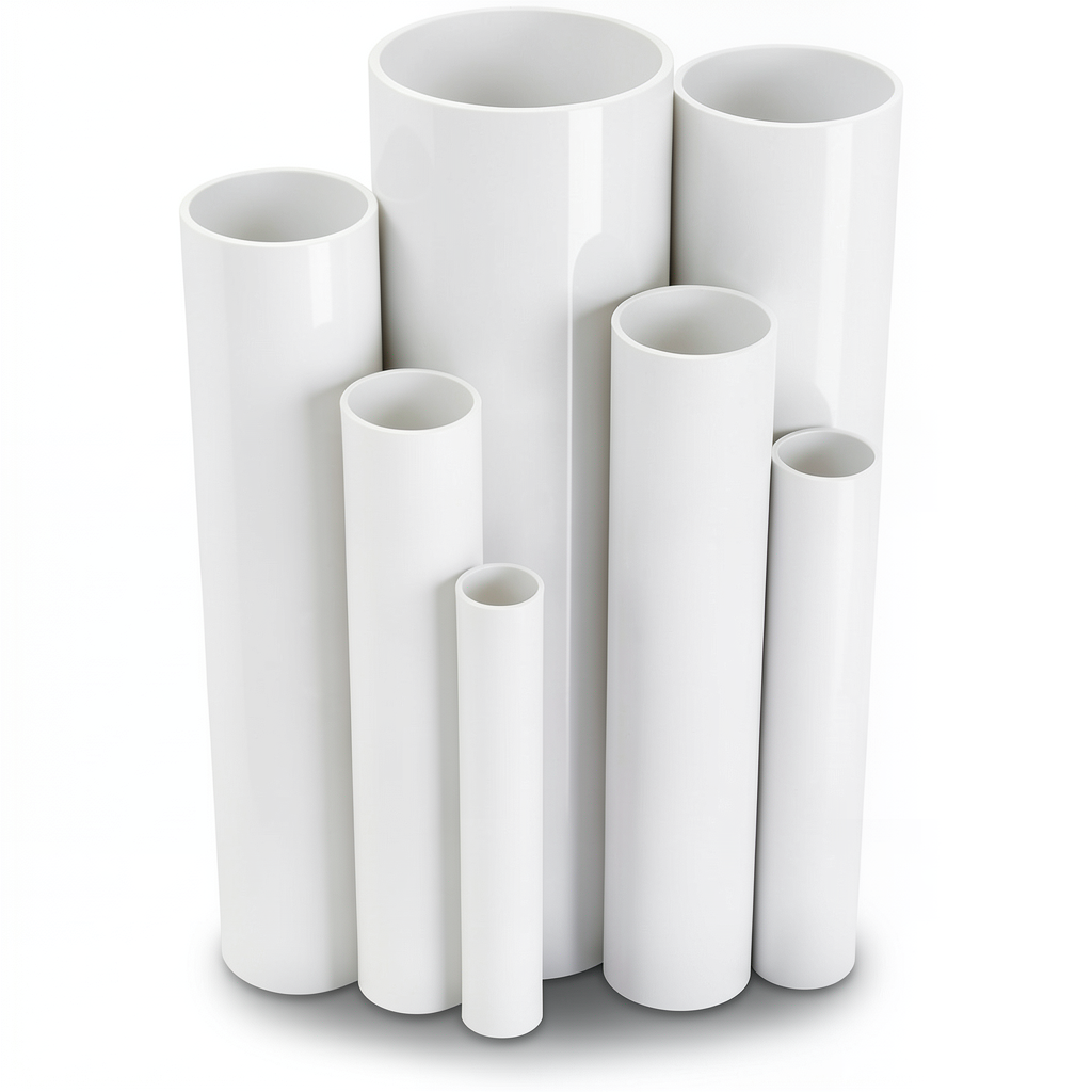 مواسير UPVC ضغط 21.7 بار مقاس ½ 1 إنش سمك 3.58 مم لون أبيض