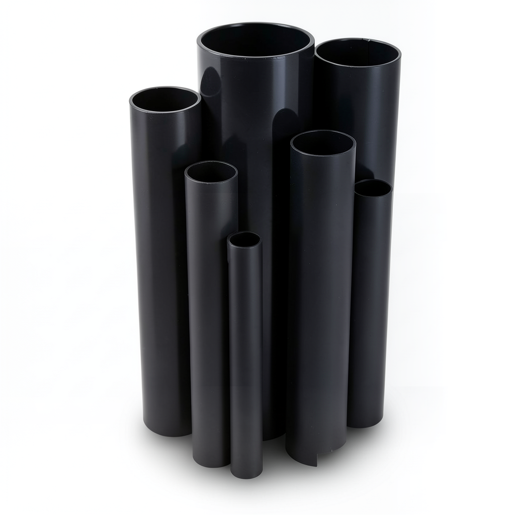 مواسير UPVC ضغط اسمي 21.7 بار مقاس ½ 1 إنش سمك 3.58 مم لون أسود