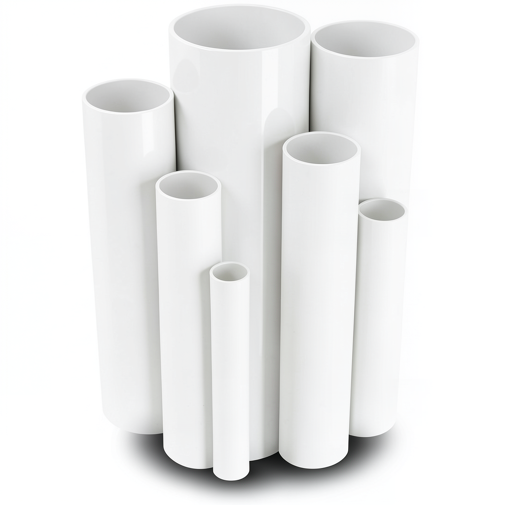 مواسير UPVC ضغط اسمي 8.6 بار مقاس ½ 1 إنش سمك 1.52 مم لون أبيض