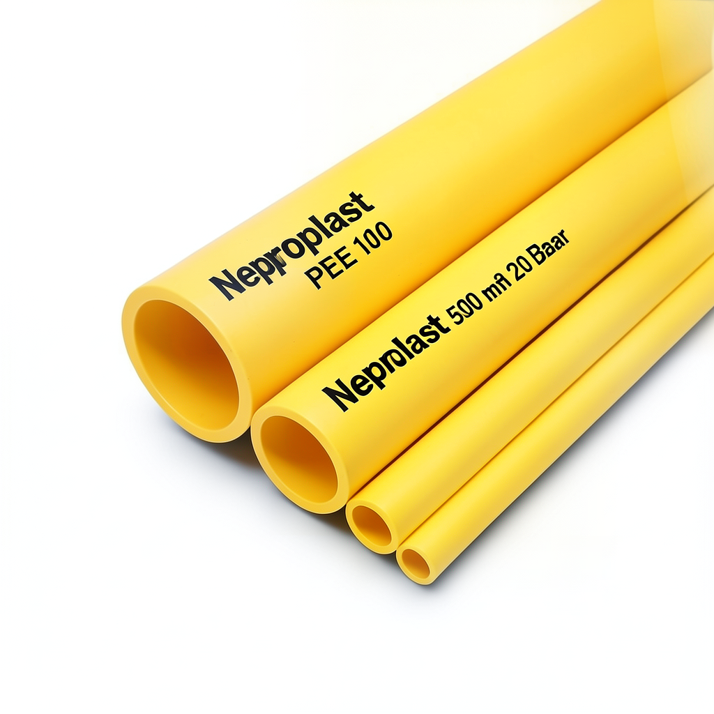 مواسير HDPE نيبروبلاست PE 100 ضغط 20 بار قطر خارجي 500 مم سمك 55.8 مم لون أصفر | نيبروبلاست