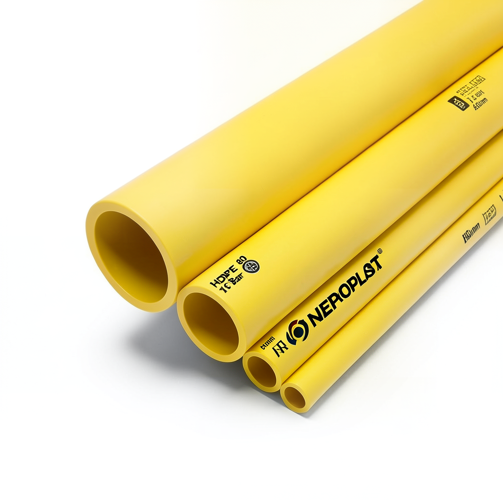 HDPE Pipes PE 80 Pressure 16 Bar Diameter 450 mm Thickness 50.3 mm Yellow | NEPROPLAST