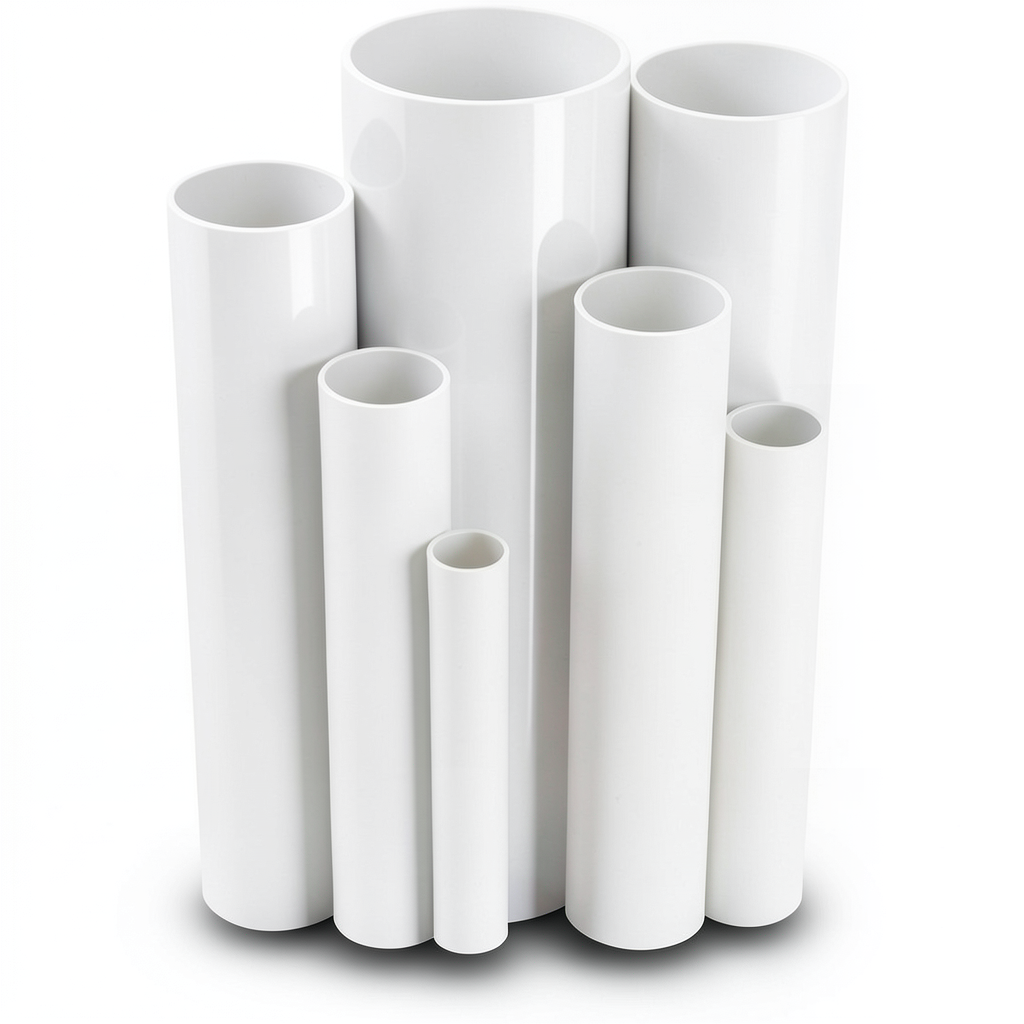 مواسير UPVC ضغط 21.7 بار مقاس ½ 1 إنش سمك 3.58 مم لون أبيض