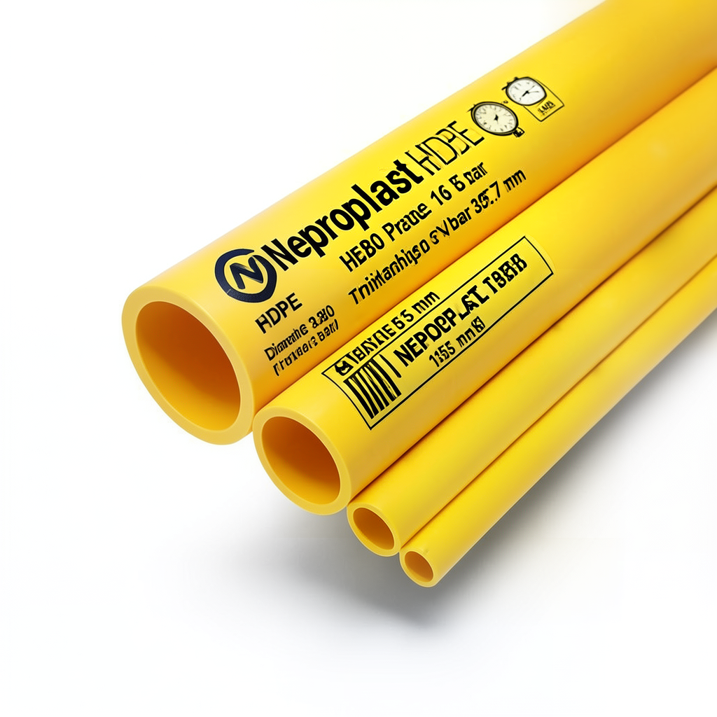 Neproplast HDPE Pipes PE 80 Pressure 16 Bar Diameter 355 mm Thickness 39.7 mm Yellow | NEPROPLAST