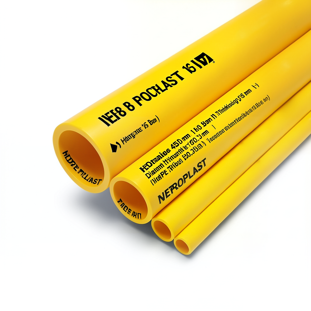 HDPE Pipes PE 80 Pressure 16 Bar Diameter 450 mm Thickness 50.3 mm Yellow | NEPROPLAST