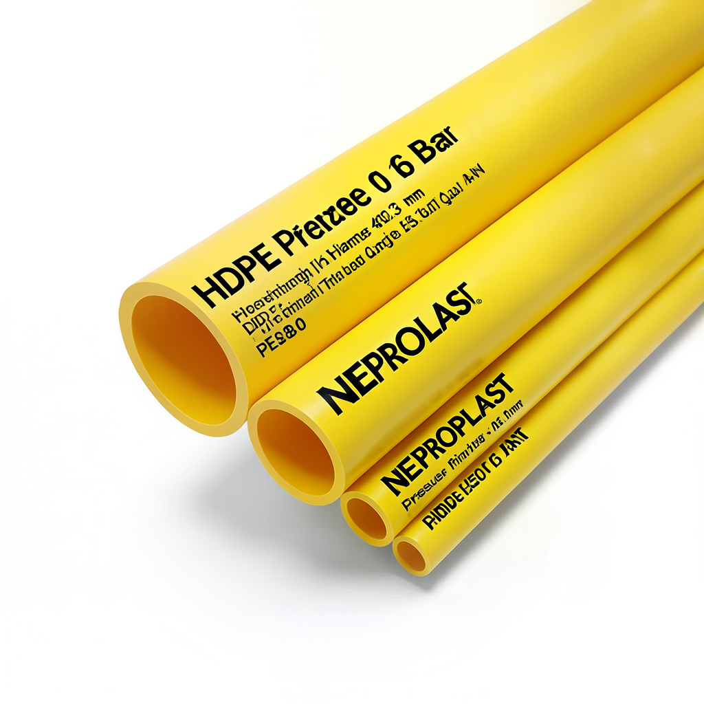 HDPE Pipes PE 80 Pressure 16 Bar Diameter 450 mm Thickness 50.3 mm Yellow | NEPROPLAST
