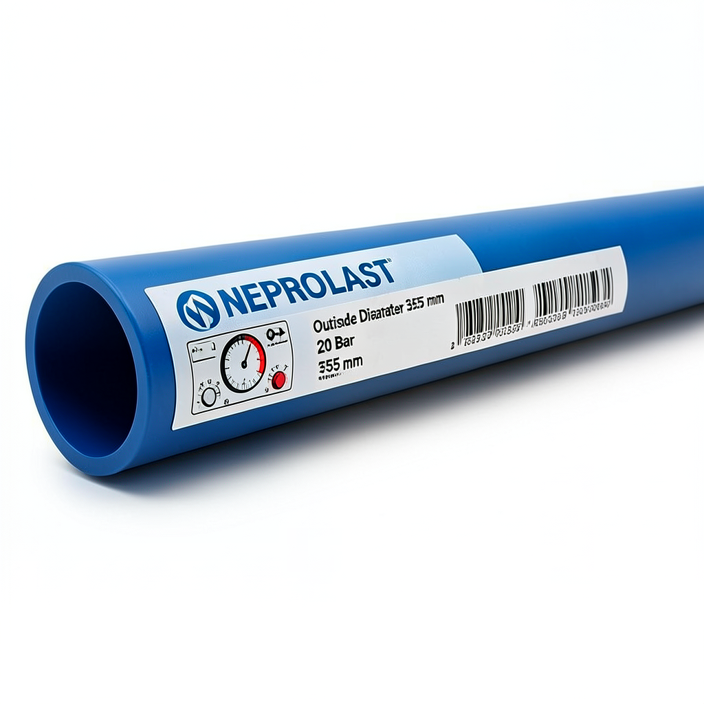 أنابيب HDPE PE 100 ضغط اسمي 20 بار قطر خارجي 355 مم سمك 39.7 مم أزرق | نيبروبلاست