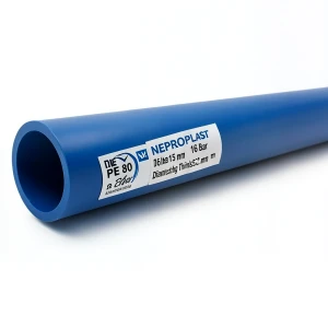 أنابيب HDPE بولي إيثيلين عالي الكثافة PE 80 ضغط 16 بار قطر 315 مم سمك 35.2 مم أزرق | نيبروبلاست