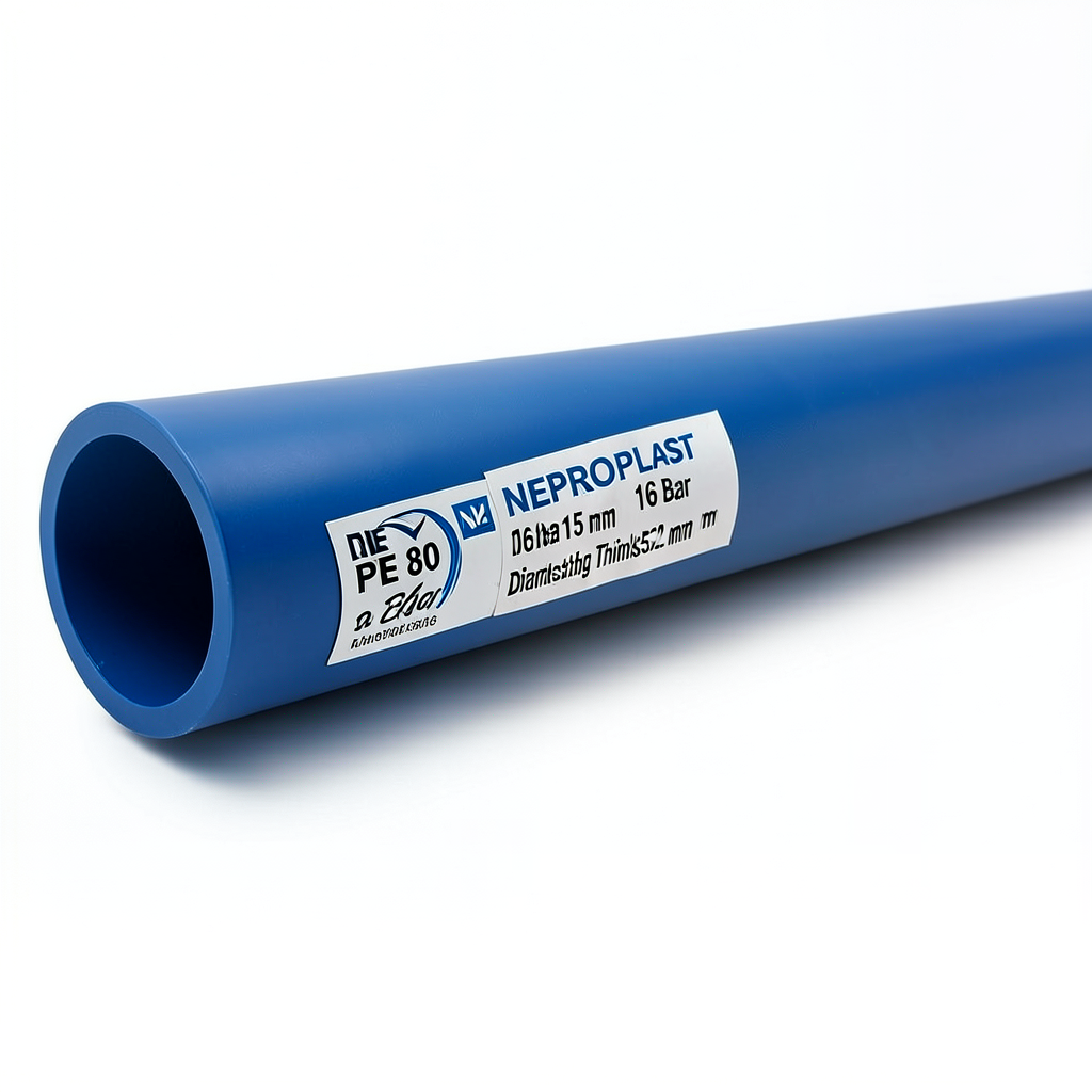 أنابيب HDPE بولي إيثيلين عالي الكثافة PE 80 ضغط 16 بار قطر 315 مم سمك 35.2 مم أزرق | نيبروبلاست