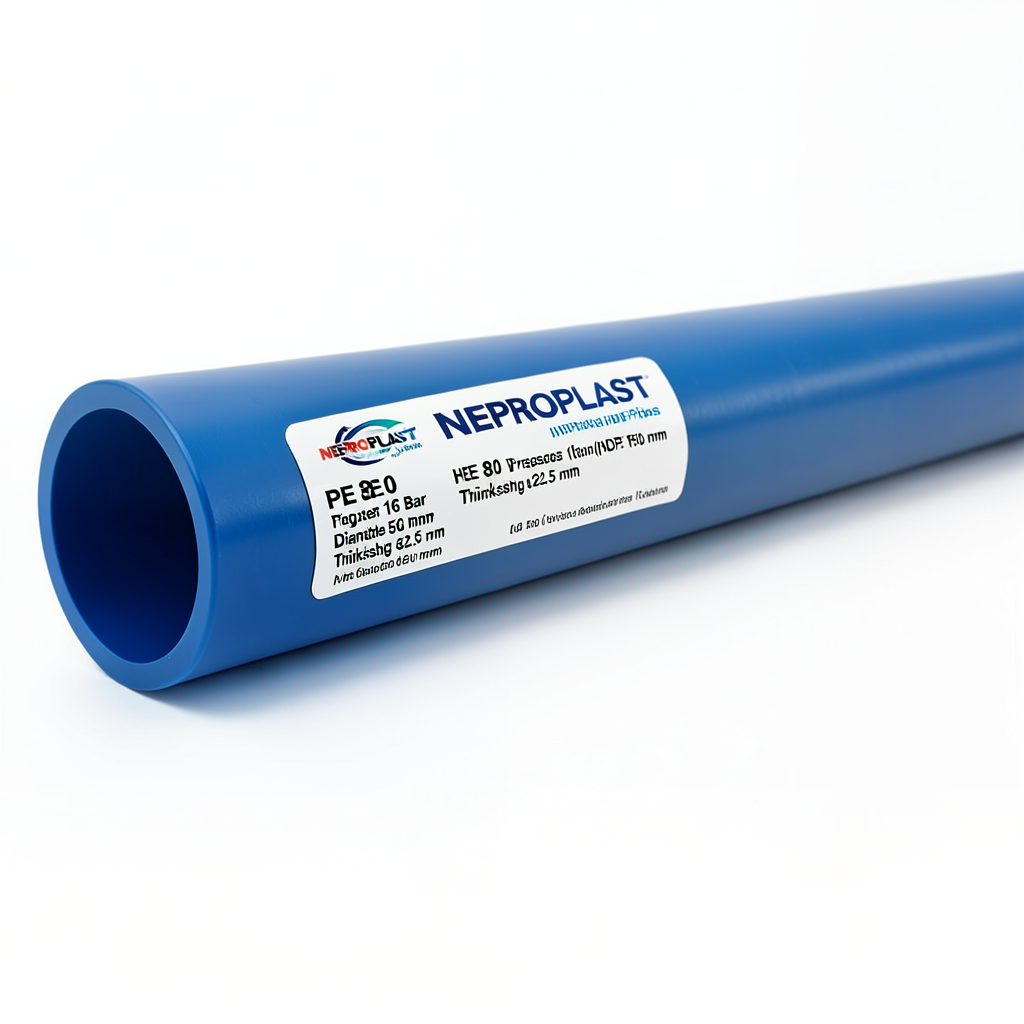 HDPE Pipes PE 80 Pressure 16 Bar Diameter 560 mm Thickness 62.5 mm Blue | NEPROPLAST