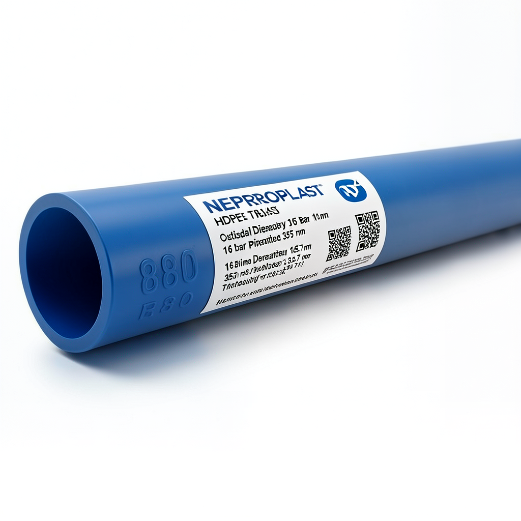 HDPE Pipes PE 80 Nominal Pressure 16 Bar Outside Diameter 355 mm Thickness 39.7 mm Blue | NEPROPLAST