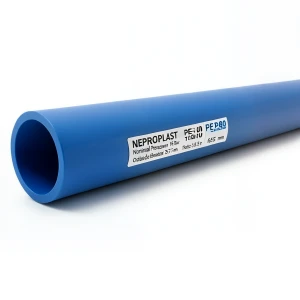 أنابيب HDPE بولي إيثيلين عالي الكثافة PE 80 ضغط اسمي 16 بار قطر خارجي 355 مم سمك 39.7 مم أزرق | نيبروبلاست