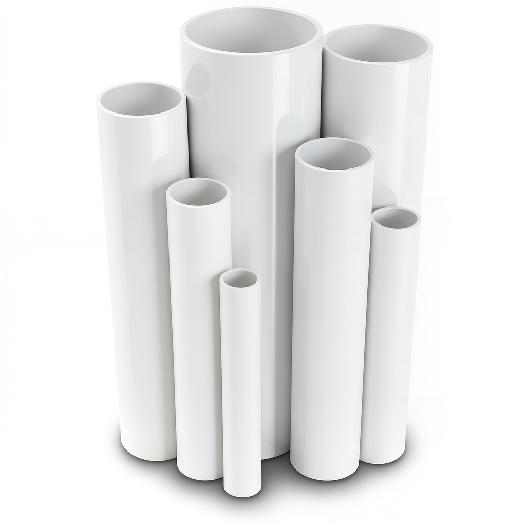 مواسير UPVC ضغط اسمي 11 بار مقاس 1 إنش سمك 1.52 مم لون أبيض