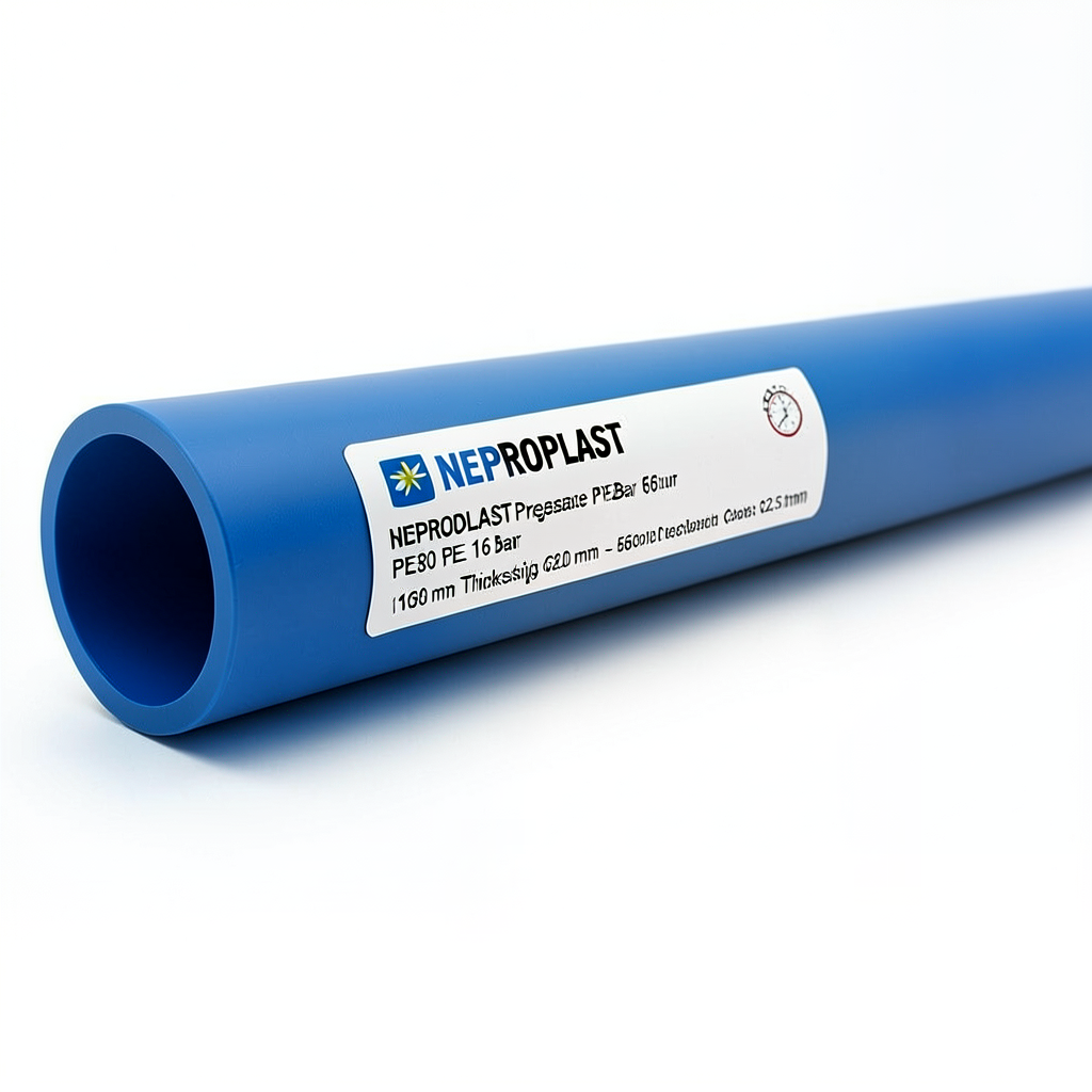 أنابيب HDPE PE 80 ضغط 16 بار قطر 560 مم سمك 62.5 مم أزرق | نيبروبلاست