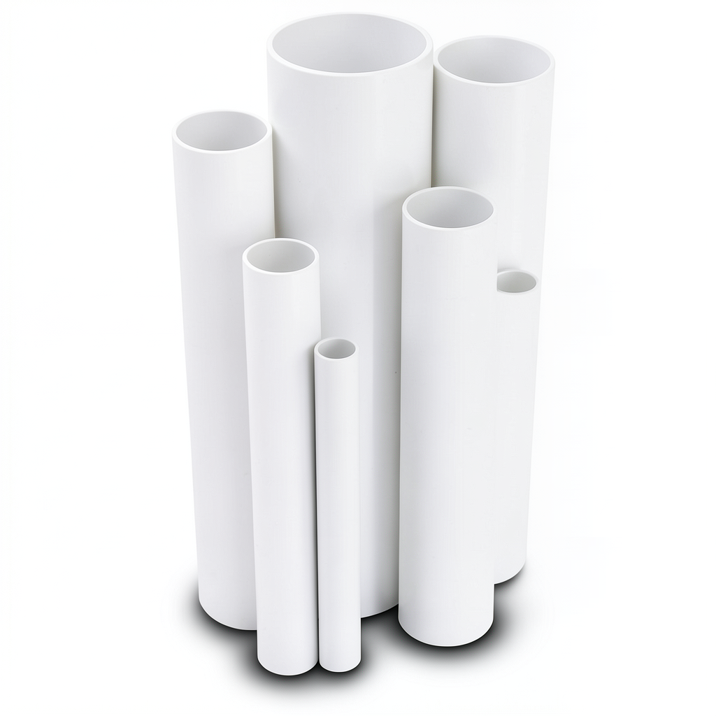 مواسير UPVC مقاس ½ 1 إنش سمك 2.84 مم ضغط 17.2 بار لون أبيض