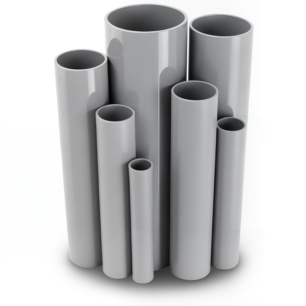 مواسير UPVC ضغط 8.6 بار مقاس 1½ إنش سمك 1.52 مم لون رمادي