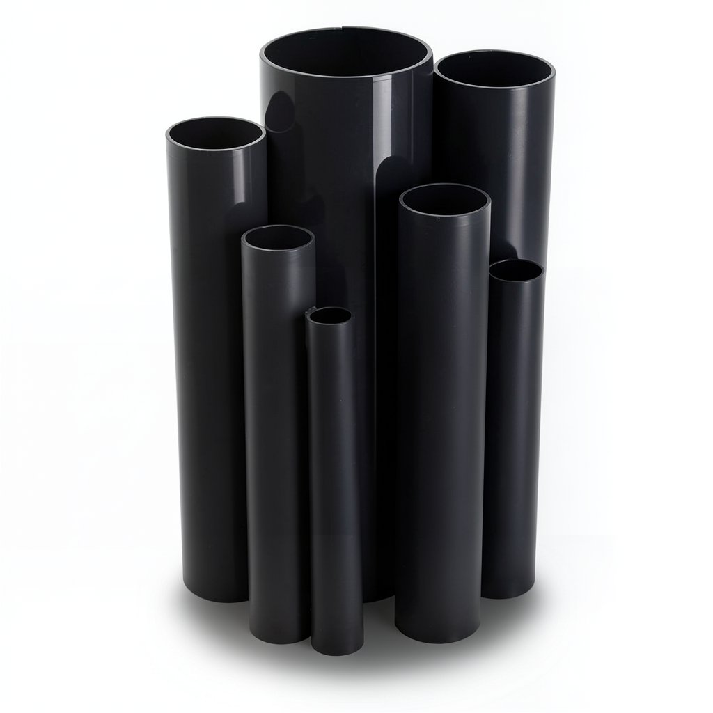 UPVC Pipes Schedule 8.6 Bar Size ½ 1 inch Thickness 1.52 mm Outside Diameter 48.11 mm Black