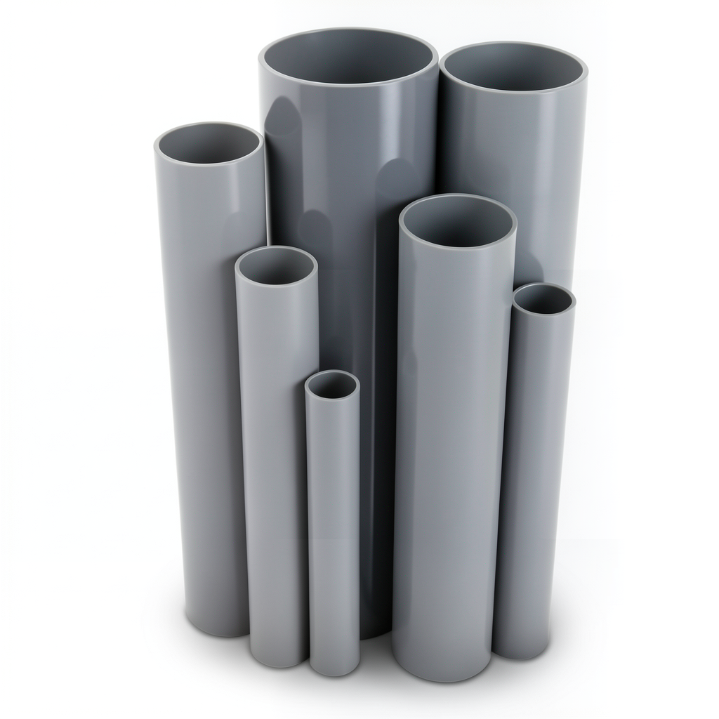 مواسير UPVC ضغط اسمي 11 بار مقاس 1 إنش سمك 1.52 مم لون رمادي
