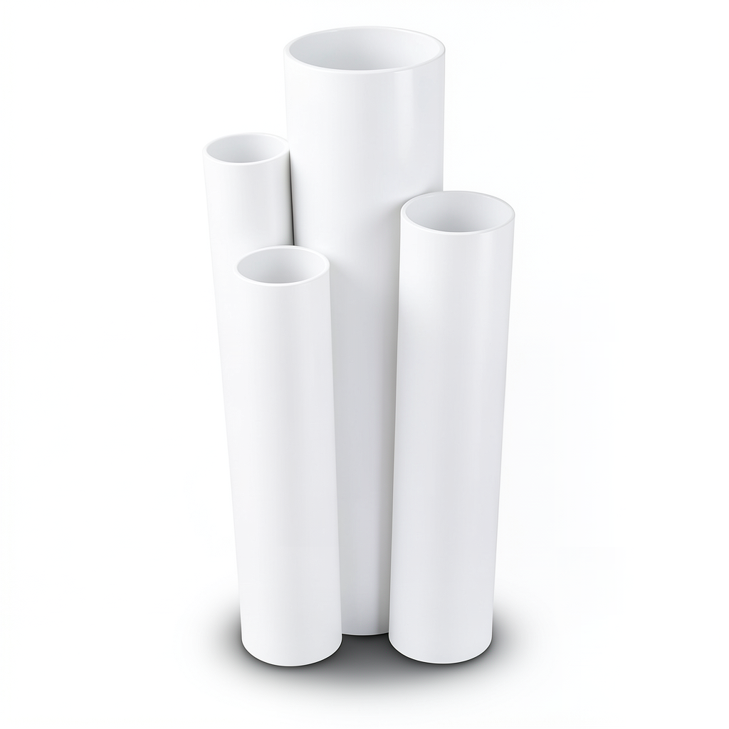 مواسير UPVC ضغط اسمي 11 بار مقاس ½ 1 إنش سمك 1.85 مم أبيض