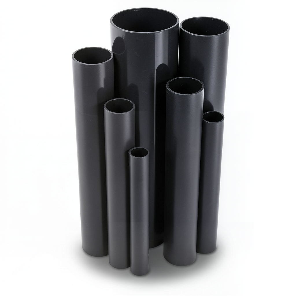 مواسير UPVC ضغط اسمي 11 بار مقاس ¼1 إنش سمك 1.63 مم لون أسود
