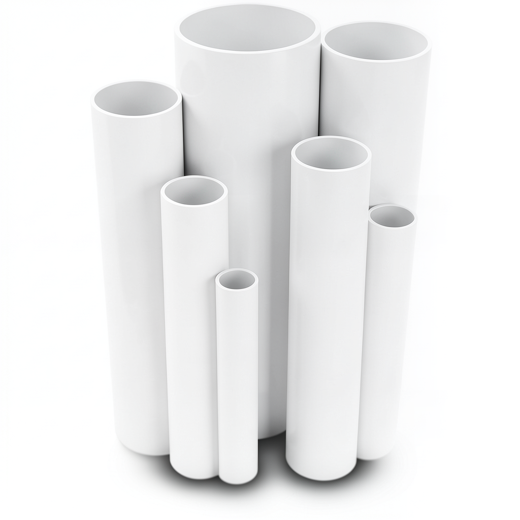 مواسير UPVC ضغط اسمي 11 بار مقاس 1 إنش سمك 1.52 مم لون أبيض