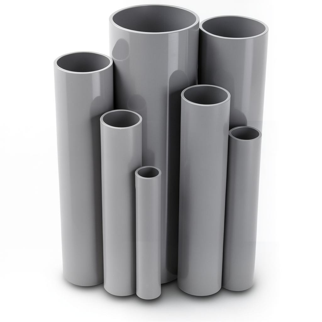 مواسير UPVC ضغط اسمي 11 بار مقاس ¼1 إنش سمك 1.63 مم لون رمادي