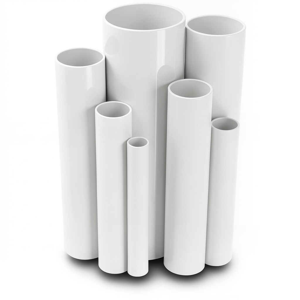 مواسير UPVC ضغط اسمي 11 بار مقاس ½ 1 إنش سمك 1.85 مم أبيض