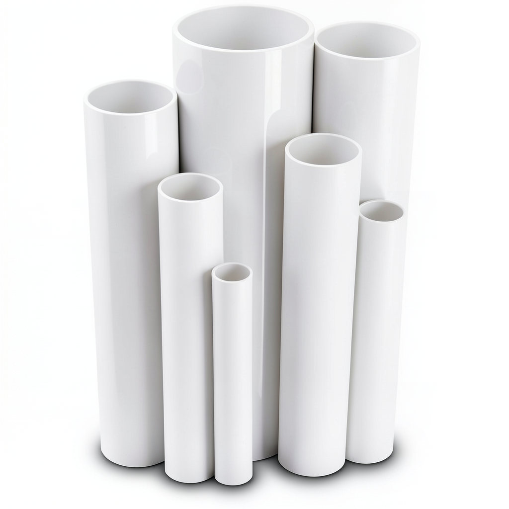 مواسير UPVC ضغط اسمي 17.2 بار مقاس ¼1 إنش سمك 2.49 مم لون أبيض