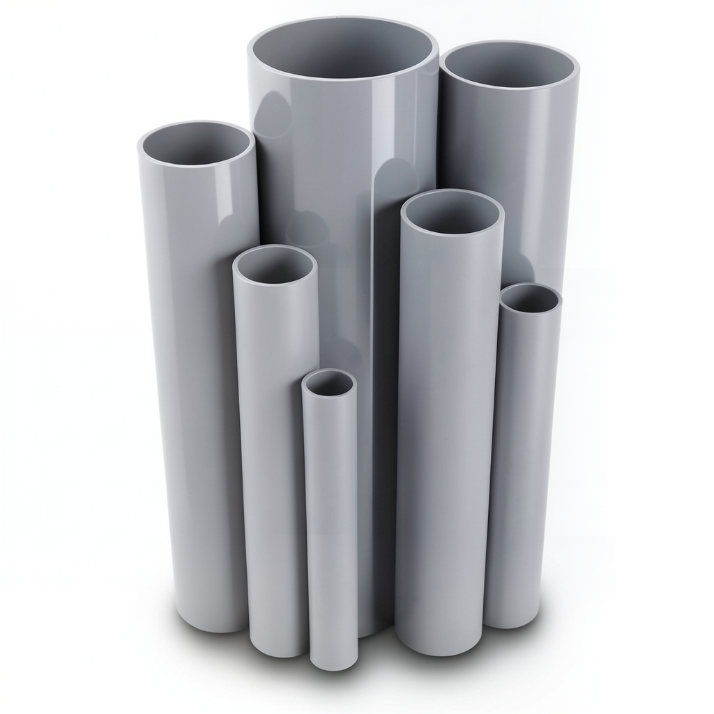 مواسير UPVC ضغط اسمي 11 بار مقاس ¼1 إنش سمك 1.63 مم لون رمادي