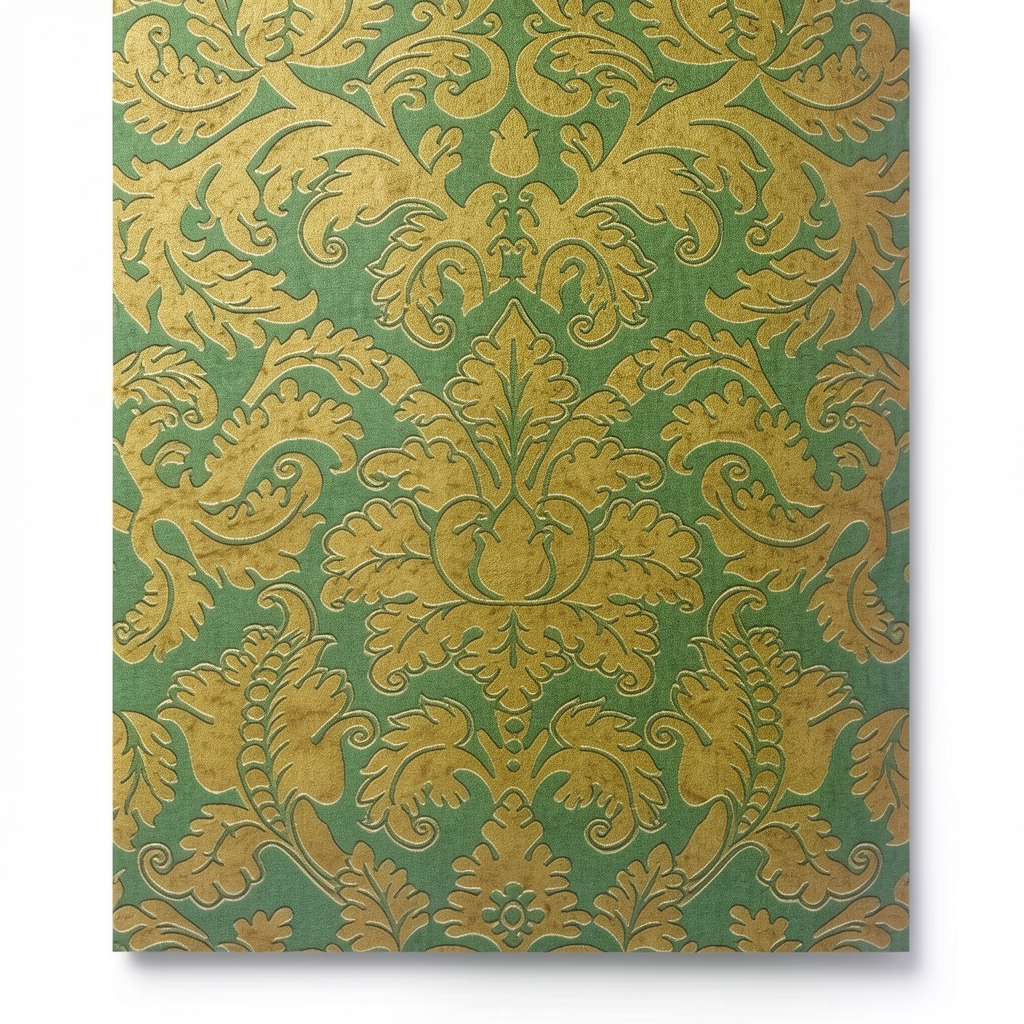 German Wallpaper Green with Gold 10m x 0.53m, Model 515831