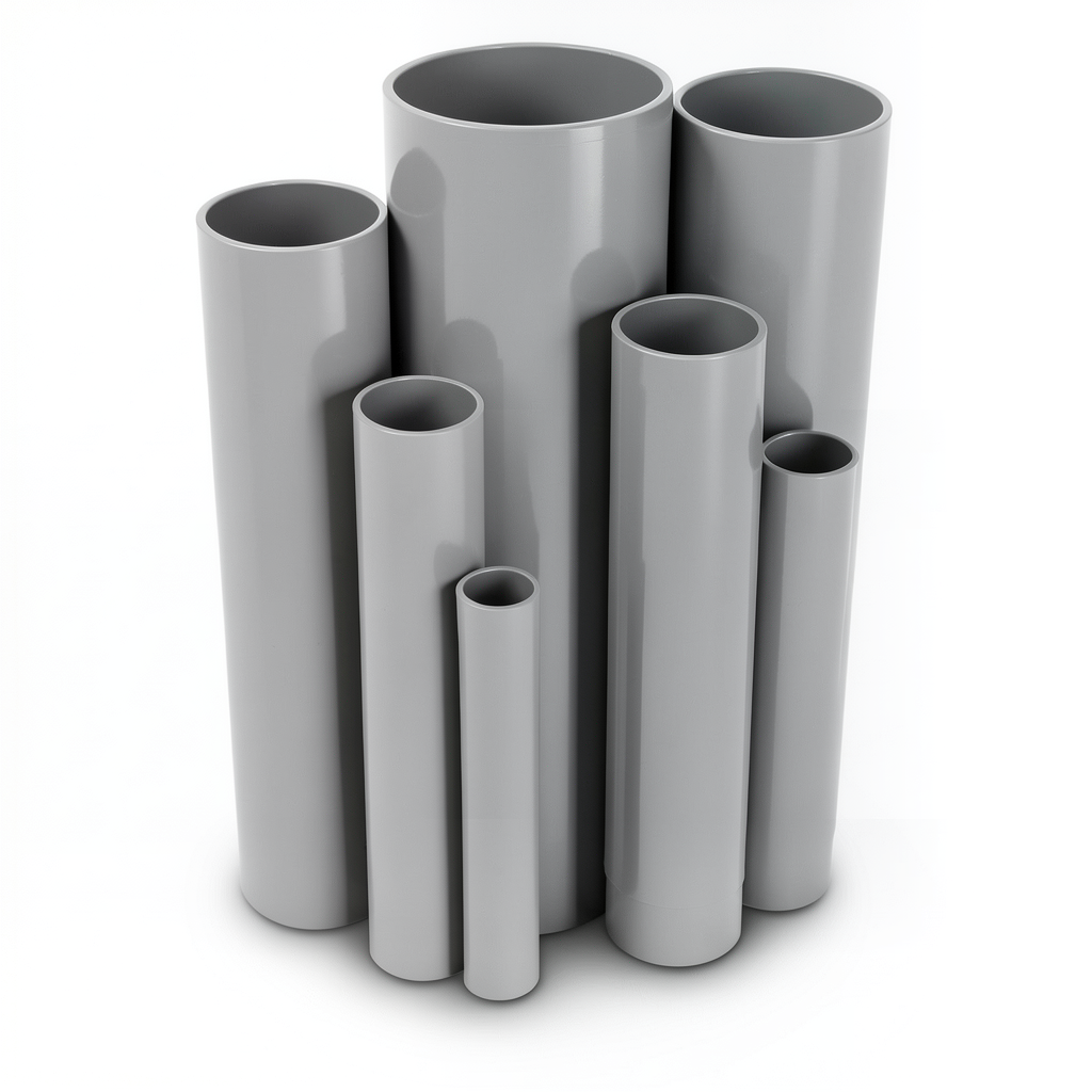 مواسير UPVC ضغط اسمي 13.8 بار مقاس 1 إنش سمك 1.6 مم لون رمادي