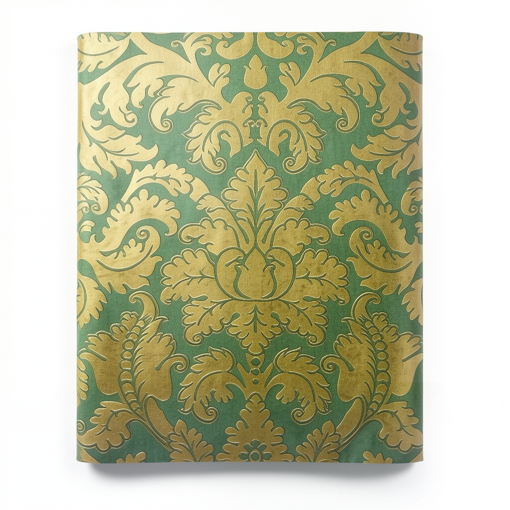 German Wallpaper Green with Gold 10m x 0.53m, Model 515831