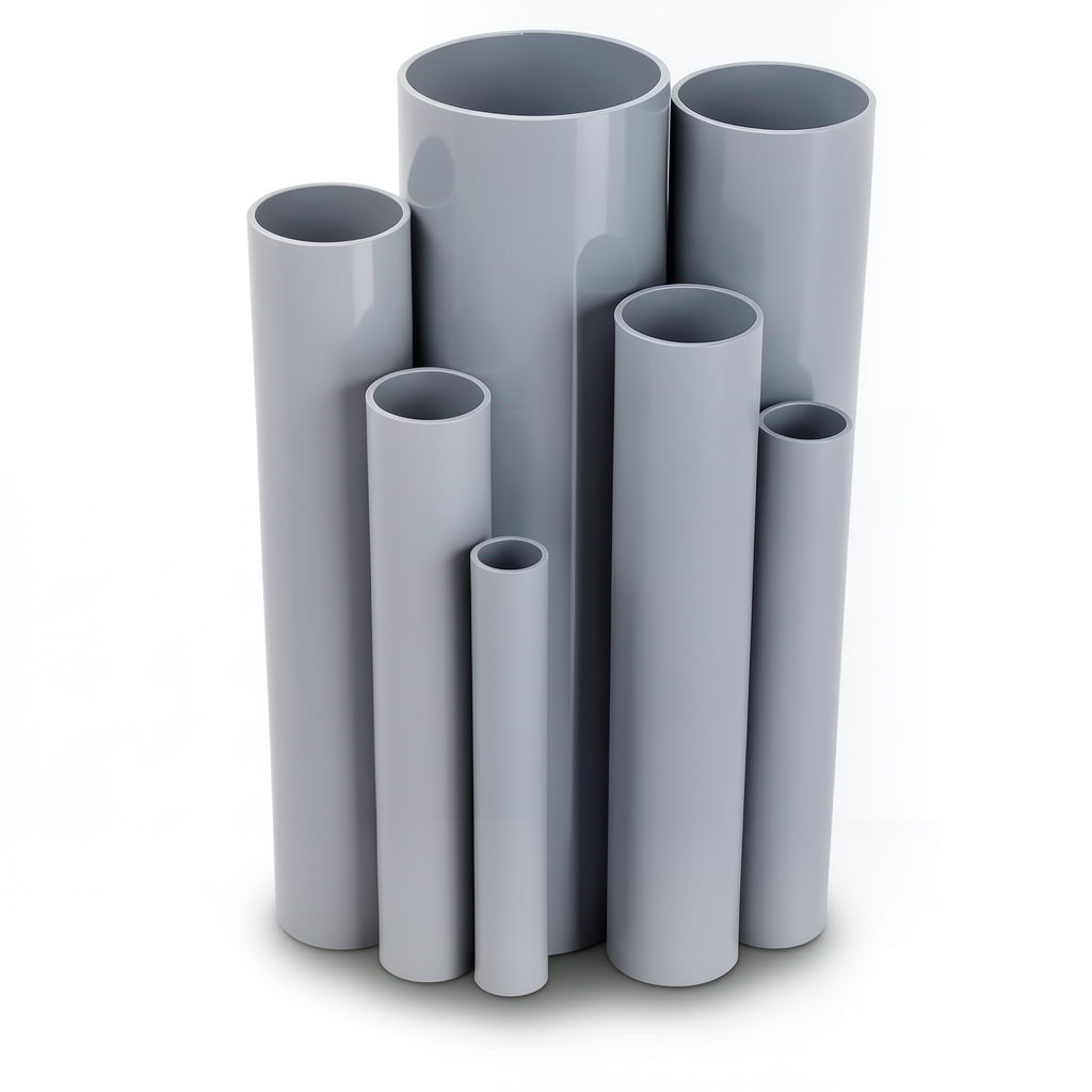 مواسير UPVC ضغط 13.8 بار مقاس ½ 1 إنش سمك 2.29 مم لون رمادي