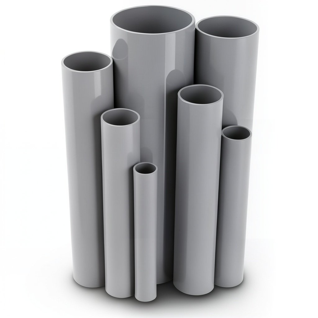 مواسير UPVC ضغط اسمي 8.6 بار مقاس 2 إنش سمك 1.85 مم لون رمادي